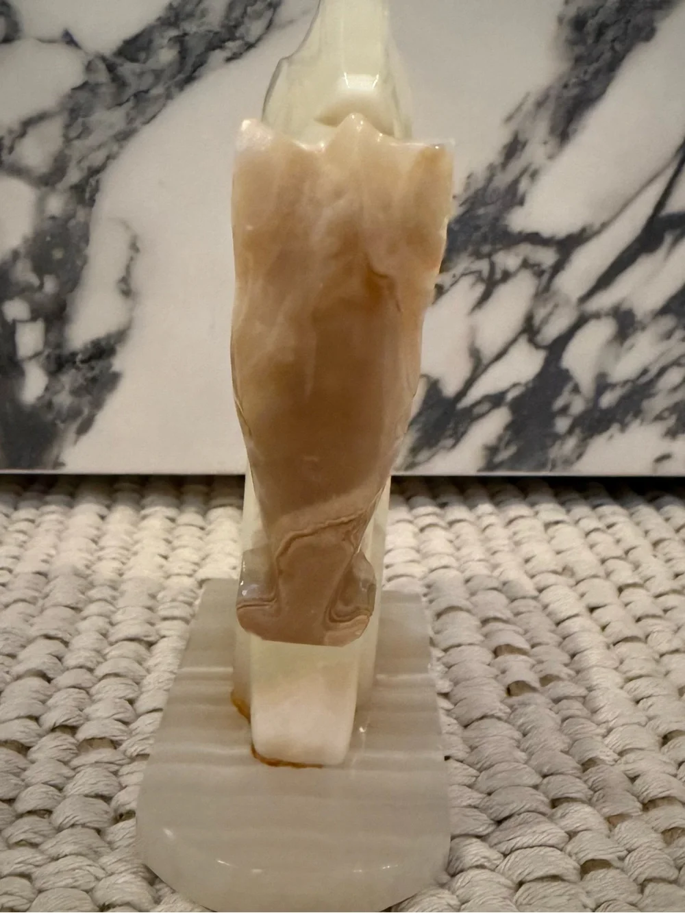 Vintage Carved Alabaster Onyx Horse Head Bookend Accent Piece